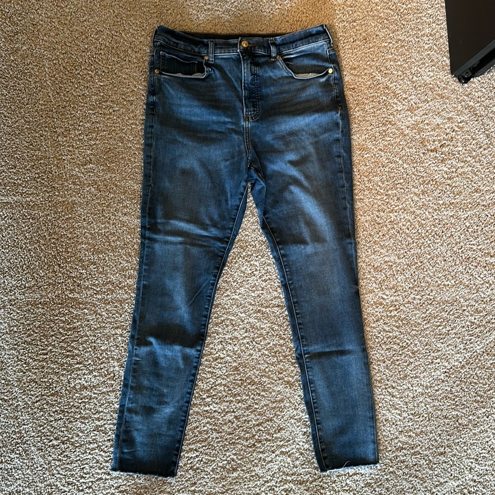 Express 14L Skinny, high rise, conscious edit, Jean capri, stretch
